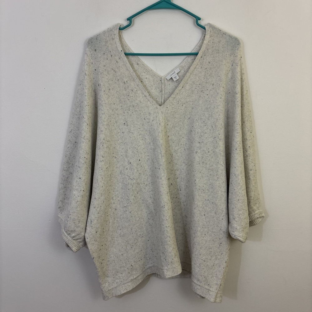 Pure Jill 2X Dolman Sleeve Top Cream Oatmeal Multicolor Speckle Soft Cozy Chic